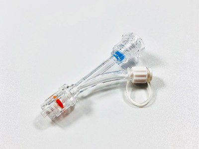 旋转式Y阀 (弧形款-带旋转公接头+引流帽）Rotary Y valve (curved type - with rotary male connector + drainage cap)图1